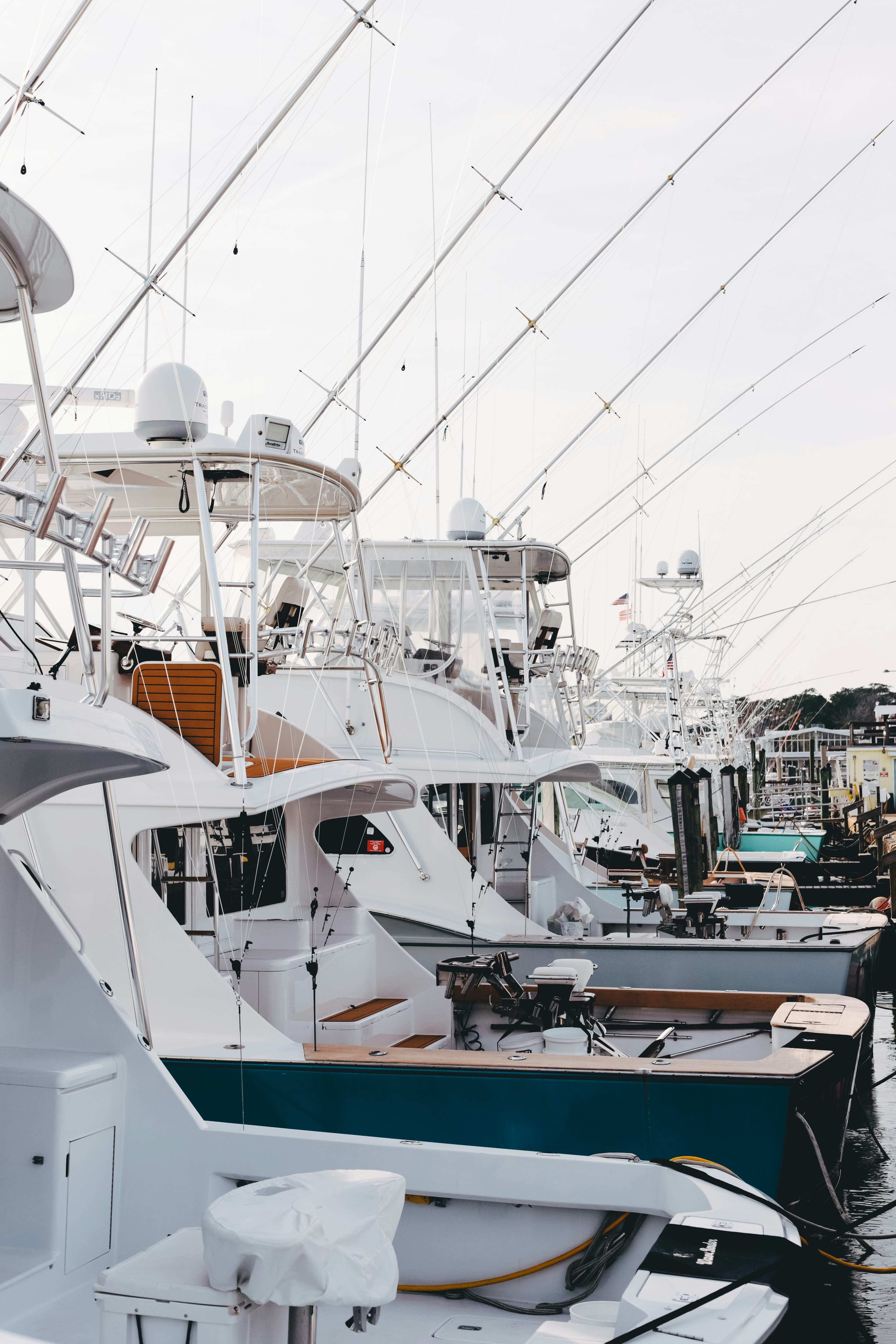 Sailing yachts moored in a calm harbour